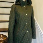 Ralph Lauren  Olive Green Quilted Diamond Riding Coat w Removable Hood Large Photo 1