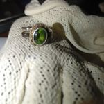 Sterling Silver Green Gemstone Ring Size 8.5 Intricate Band Design Photo 3