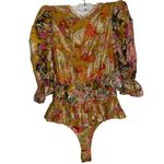 Hemant and Nandita Nova Bodysuit in Mustard Multi X-Small New Womens Blouse Top Photo 7