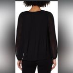 Liverpool  Black Women's V-Neck Long Sleeve Pleated Top Medium NWT Photo 2
