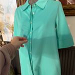 Perlavera 100% Cotton Christy Poplin Button Collared Shirt Dress ~ Size XS 💛🍄 Blue Photo 3