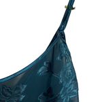 Vintage Angelique Women's L Satin Slip Dress Teal Blue Floral Chemise Lingerie Size L Photo 1