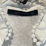 ZARA  Woman linen blend hi low sleeveless blouse business casual S white tie back Photo 3