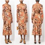 πRIXOπ Kamilla Cutout Midi Dress ~ Grace Paisley Canyon Paisley Small S NWOT Orange Photo 6