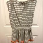 Natural Life gray and white striped strapless, terrycloth cover-up dress Photo 3