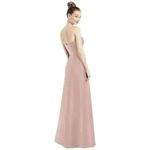 Alfred Sung NWT Strapless Notch Twill Satin Maxi Dress Pockets 6 Toasted Sugar Photo 2