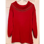 Victoria Jones  Woman's Red Embellished Sweater Size M 28" Long x 20" Pit‎ to Pit Photo 1