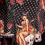 Hot Topic  Y2K Fit & Flare Dress - Iconic Skull Roses Rare Goth Pin Up Girl Sz L Photo 8