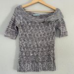 Maurice's 🦋  Purple Cream Off the Shoulder Scoop Neck Short Sleeve Sweater Casual Photo 0