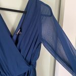 EXPRESS Blue Plunging Neck Romper Photo 2