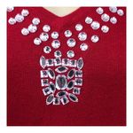 Global Chic by IMAN Touch of Cashmere Red Sweater / Tunic with jeweled neckline. Size XS Photo 2