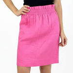 J.Crew 00s Vintage Pink Linen Stretch Waist Paper Bag Skirt Photo 0