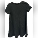 ZARA  Solid Black V-neck Short Sleeve Unhemmed Pullover Shirt Dress Photo 1