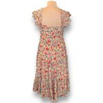 SEA New York Silk Floral Midi Dress Smocked Waist Flutter Sleeve Large New Yellow Photo 7