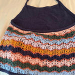 American Eagle  Crochet Knit Crop Halter Top Womens Lg Tie Neck Multi Lined Frnt Photo 4