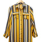 Lulus Cannes Golden Yellow Metallic Striped Long Sleeve Duster Womens Size Small Photo 3
