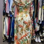 Maggy London Green and Orange Sheath Dress Sleeveless Scoop Neck Midi Photo 2