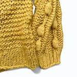 American Threads  Mustard Chunky Knit Bobble Sleeve V-Neck Sweater M Photo 7