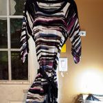 Daisy Fuentes  Striped Multicolor Women's Dress Mock Front Tie Size Large Photo 8