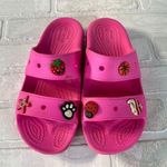 Crocs Classic Sandals Womens 7 Men 5 Pink Charms Two Double Strap Bright Comfort Photo 0
