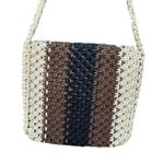 VTG Crocheted shoulder bag satin lined boho festival. Brown Photo 2