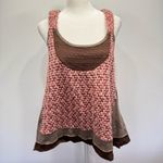 Brown & Pink Mixed Knit Racer Back Tank Top Funky People Boho Cottagecore XL Photo 8