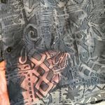 Carole Little Woman Sheer‎ Linen blend Burnout Button Down Top Blouse Aztec 2X Gray Size XXL Photo 1