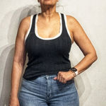 Pilcro  Black Ribbed Racerback Tank Top Sz S Photo 0