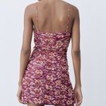 ZARA NEW WITH TAG Purple Printed Dress With Draping And Two Peep Holes On Chest Photo 3