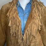 100% Leather Suede Blazer Fringe Jacket Women’s 26/28 Brown Photo 1