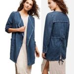 Hei Hei Anthropologie Size M Open Front Linen Blend Denim Jacket Pockets Blue Size M Photo 1