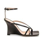 Bottega Veneta  Stretch Ankle Strap Wedge Sandal Black Womens Size 36 6 Photo 1