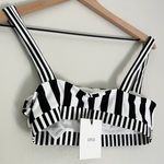 ONIA Women's Zoe Bikini Swim Top in Black and White Stripes Size Medium NWT Photo 5