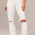 Abercrombie & Fitch Ultra High Rise 90s Straight Jean White Ripped Knee 20 Long Photo 0