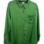 Le lis NWT ‎ Button Down Long Sleeve Blouse Top Kelly Green L Photo 0