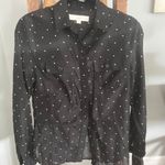 Loft Size XS Black With White Hearts Long Sleeve Shirt Photo 0