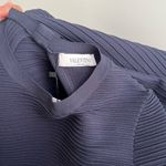 Valentino Garavani Valentino Ribbed Cutout Bow Dress Size Medium in Navy blue fit & flare Photo 6