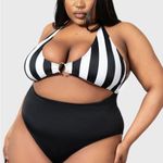KILLSTAR Black and White Halter Cutout Swimsuit Photo 3