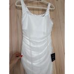 Lulus NWT  V.I.P. Treatment White Mesh Ruched Bodycon Midi Dress Party Sexy Sz M Photo 3