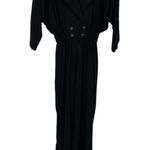 Vintage 90s Jumpsuit Black Wrap Front Dolman Long Sleeve Gold Hardware Womens XS Photo 2