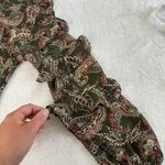 Very J  Ruffle Tunic Top Dress Sz L Green Paisley Boho Cottage 70s Festival Retro Photo 8