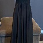 Women’s Black Full Length Cold Shoulder Chiffon Formal Dress Leg Slit Size 8 Photo 0