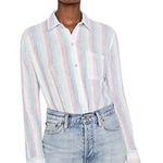 Rails Shirt Women XS White Iris Stripe Cotton Ellis Button Up Blouse Preppy Photo 0