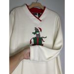 Bobbie Brooks Christmas Sweater M 10/12 Cat Present Ivory V Photo 2
