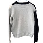 Vintage 80s Geometric Colorblock Crewneck Sweater Black Grey Cream Medium Size L Photo 2