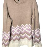 J.Crew Women’s Crewneck Sweater Size Medium Geometric Fair Isle Ivory K5304 Photo 1
