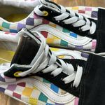 Vans Black Suede and Rainbow Checkered Skate Shoes Unisex Men 5.5 Women 7 Photo 5