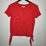 Madewell  Red Orange‎ Short Sleeve Top With Side Ties Size XXS Photo 0