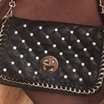 None Black quilted studded handbag/clutch with strap Photo 2