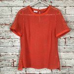 Akris Punto Shirt Size 8 Short Sleeve Sheer Top Blouse Eyelet Orange Open Weave Photo 1